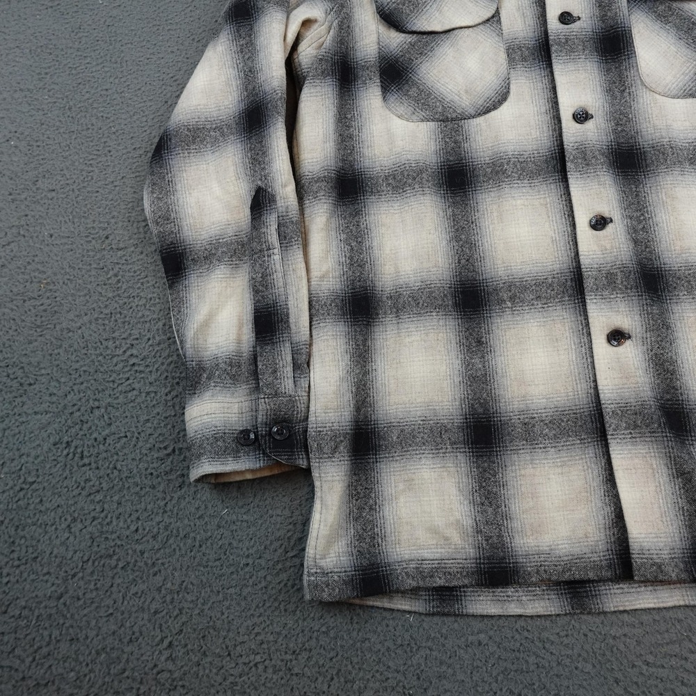 Pendleton Loop Collar Shirt Mens Medium Gray Plai… - image 3